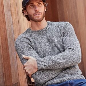 Outerknown Blue Hemisphere crew neck knit cotton sweater Large